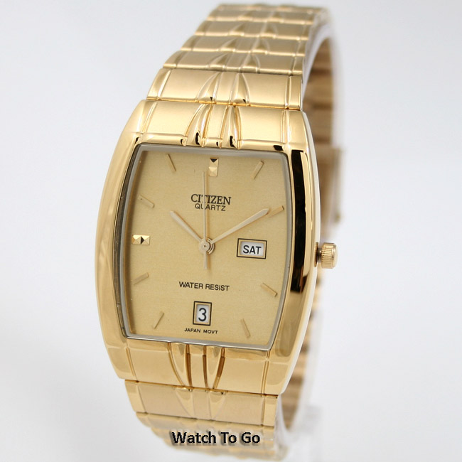 NEW CITIZEN BATTERY QUARTZ WATCH for Men * Gold Tone * White Gift Box