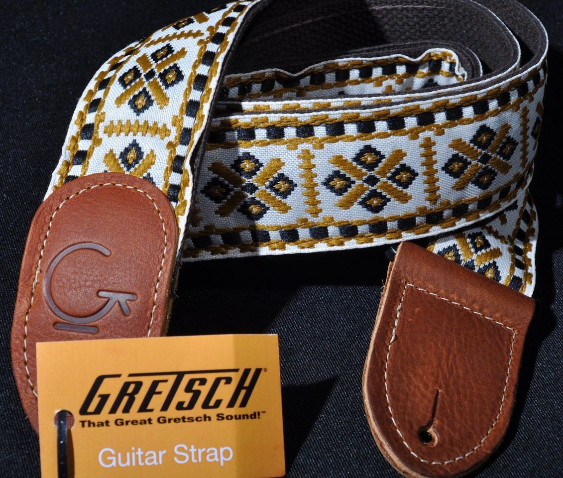 GRETSCH G BRAND GUITAR STRAP DIAMOND WITH BROWN ENDS StreetSoundsNYC