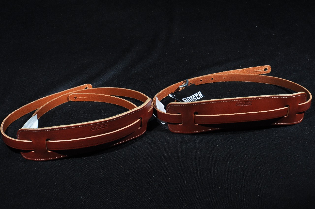 GRETSCH SKINNY LEATHER GUITAR STRAP WALNUT NEW (2 PACK) StreetSoundsNYC