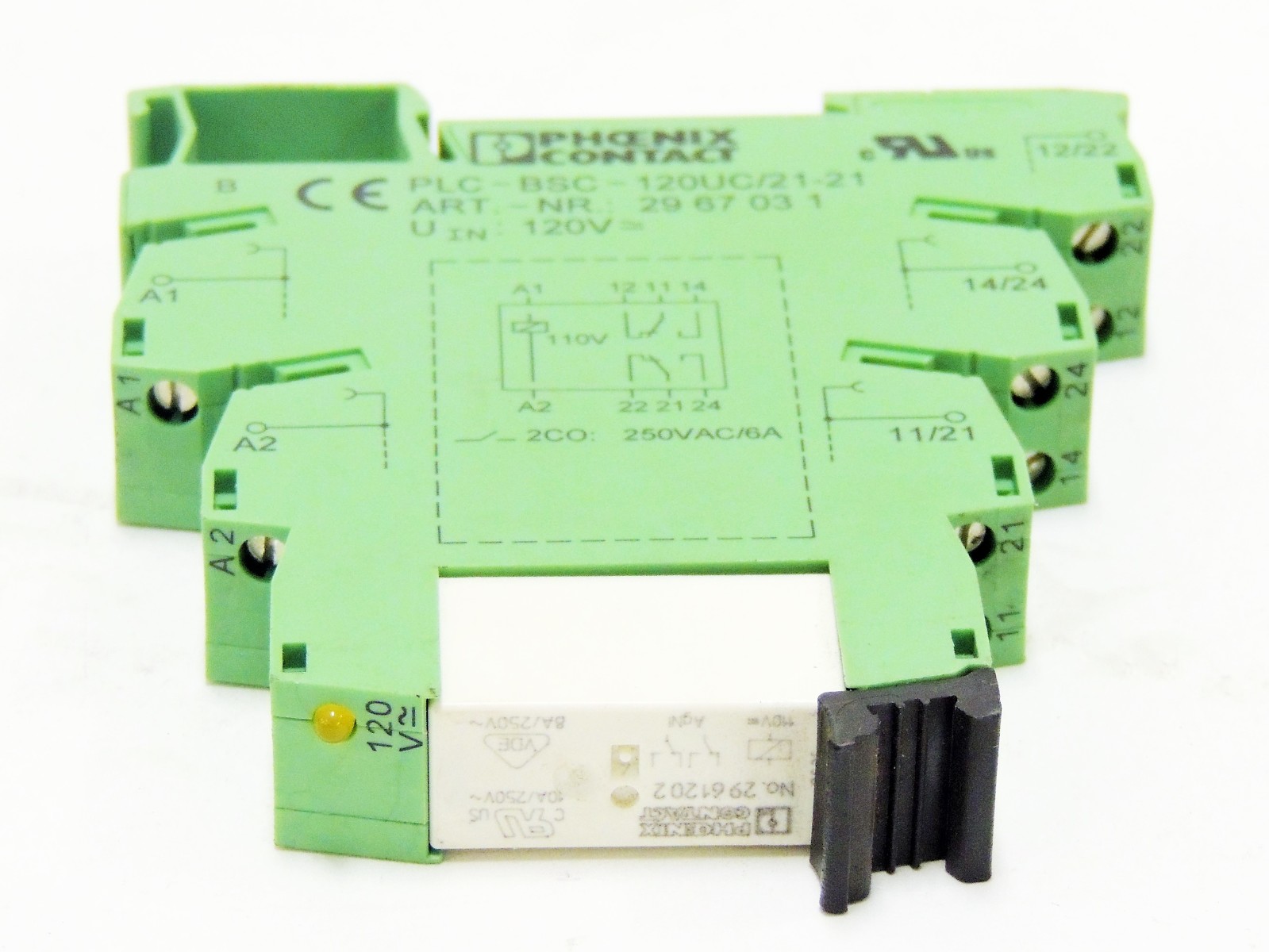 New Phoenix Contact Relay Base PLCBSC120UC/2121 With 2961202 Relay LOT OF 5 eBay