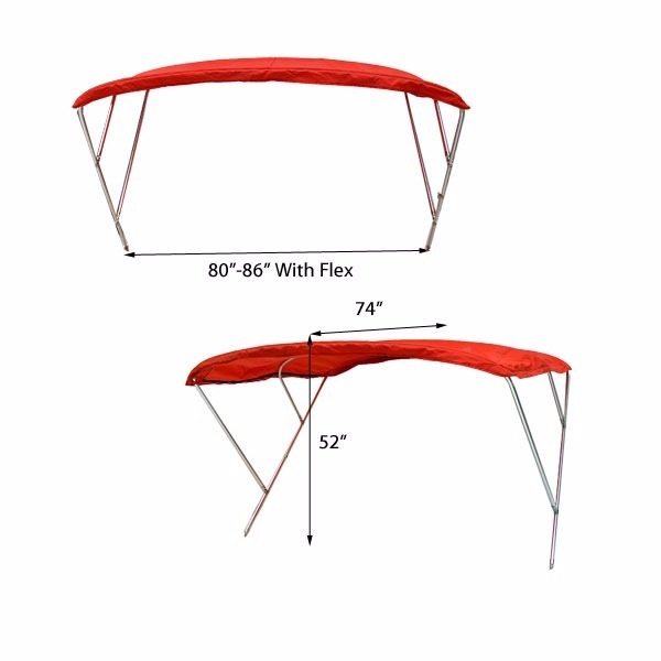 Princecraft Dowco 4206422 Red 8086 In Stainless Steel Boat Bimini Top