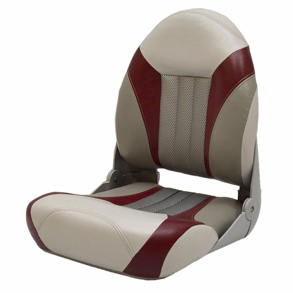 Alumacraft Tempress Gray / Burgundy / Silver Boat Fishing Folding Seat