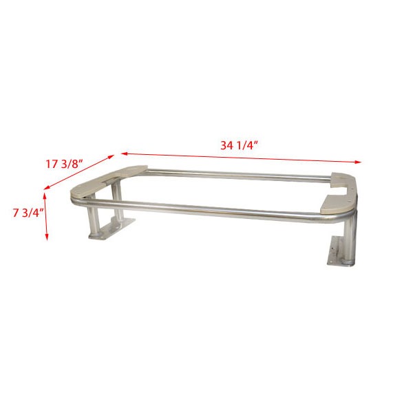 CUSTOM POLISHED 34 1/4 X 17 3/8 INCH ALUMINUM BOAT COOLER HOLDER