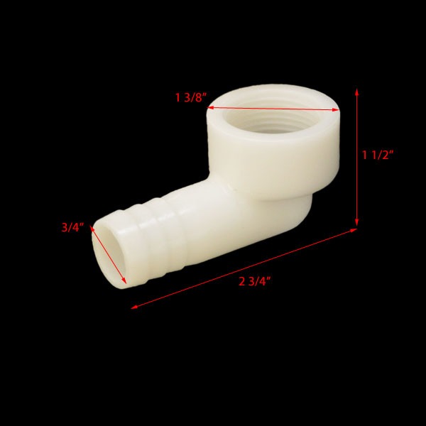 Misty Harbor 1483 White 2 3/4 Boat Livewell Drain Tube Fitting w