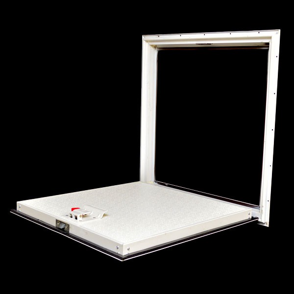 Custom White 24 x 24 Inch Aluminum / Fiberglass Boat Locking Hatch Door