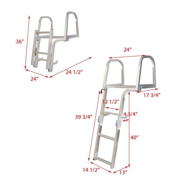 Avalon Tahoe 3 Step 57 In Pontoon Boat Folding Rear Entry Ladder w Platform