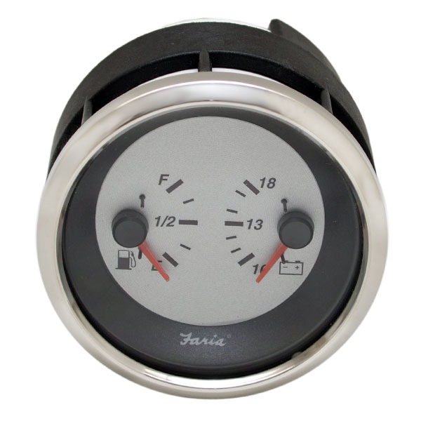 Faria GFC623B Silver / Black Boat Multifunction Fuel / Volt Gauge eBay