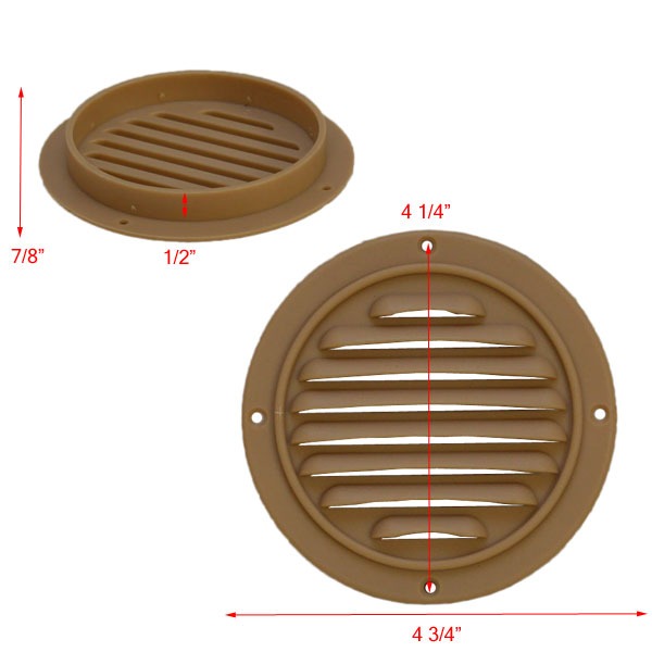 Jet Technologies Almond 3 7/8 Inches Plastic Boat Air Conditioner Vent