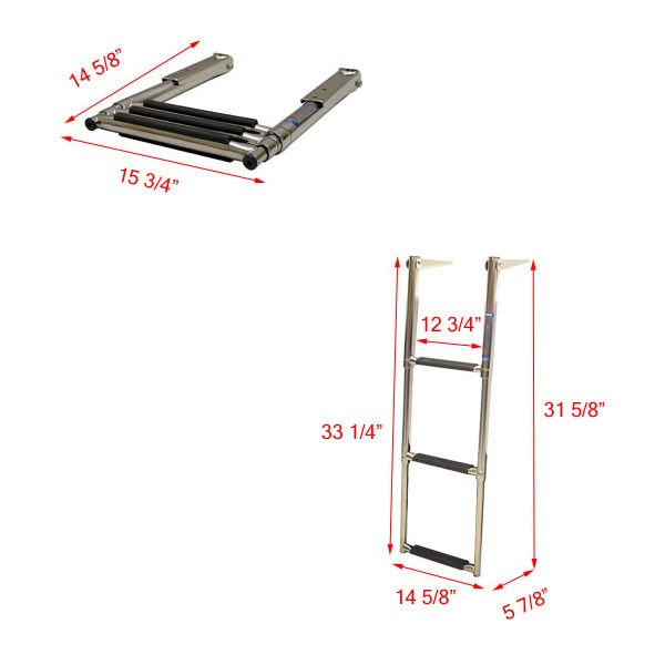 Rinker Windline TDL3XVF Stainless Steel 3 Step Boat Telescoping Ladder