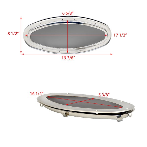 Bomar S718FIXEDSS Port Boat Window w/ Trim Ring 17 1/2 Inch