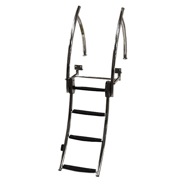 Nautic Global Stainless 4 Step Curved Fold Down Pontoon Boat Ladder eBay