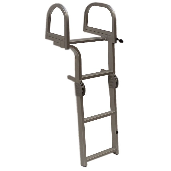 Godfrey Hurricane Aluminum 3 Step Pontoon Boat Boarding Folding Ladder