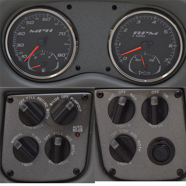 Triton 1971114 Gray 30 5/8 x 13 Boat Dash Gauge Turn Switch Assembly Panel