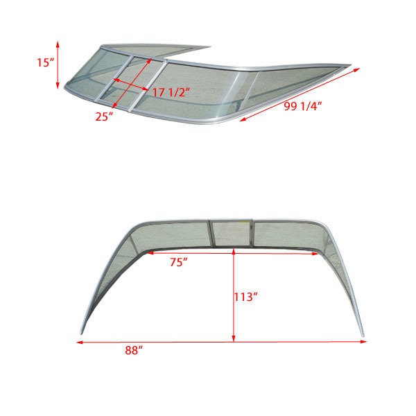Four Winns 0602704 Taylor Made 75 Inch Tempered Glass Aluminum Frame Boat Winds eBay