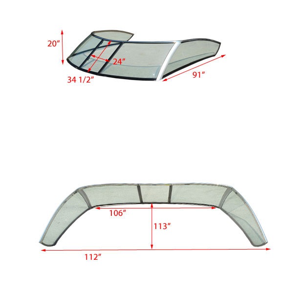 Four Winns 0602811 Taylor Made 106 Inch Tempered Glass Aluminum Boat Windshield eBay