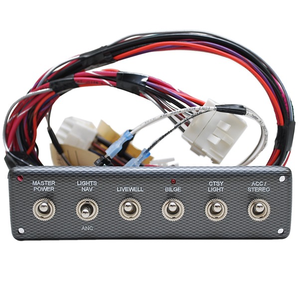 LUND 17/18 FISH BLACK/SILVER WAVE LINK PLASTIC BOAT TOGGLE SWITCH PANEL