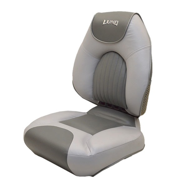 Lund 1988825 Gray Centric Boat Folding Fishing Seat Chair w/ Logo