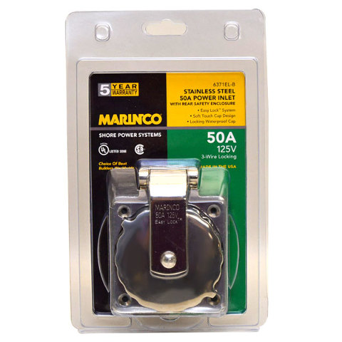 Marinco Boat Power Inlet 6371EL-B | 50A 125V 3-Wire ... marinco 50 amp wiring diagram 