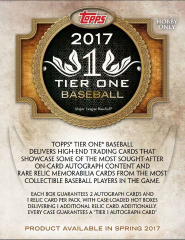 2017 Topps Tier One Baseball Hobby 12 Box Case (Factory Sealed)