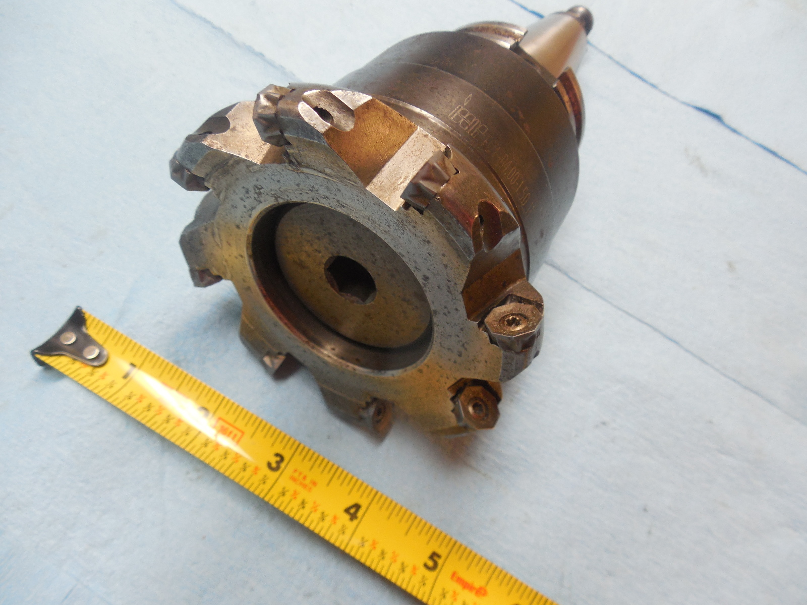 ISCAR FCM D4.00 1.50 11 4" DIA FACE MILL ON CAT 40 CNC TOOL HOLDER