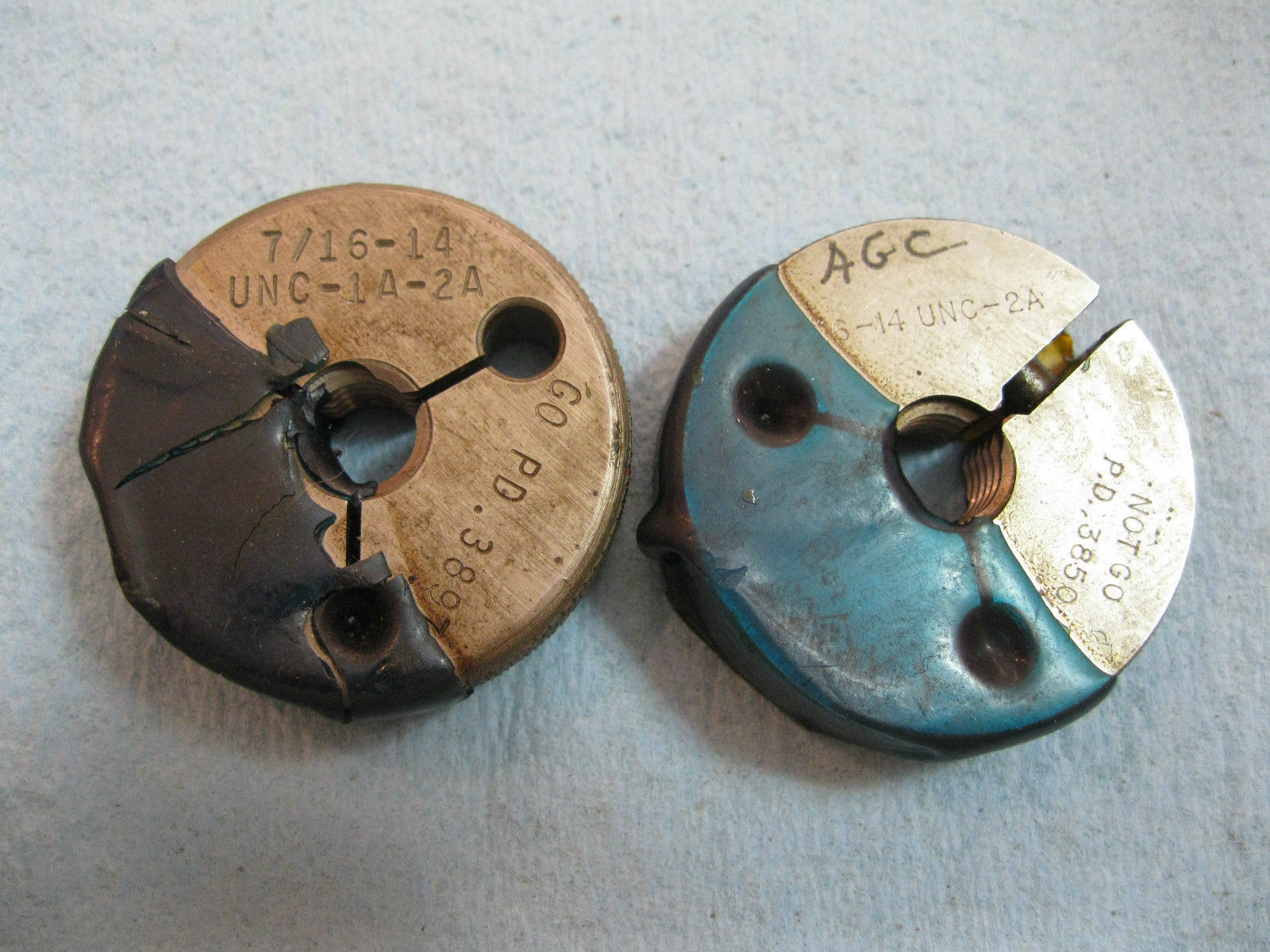 7/16 14 UNC 2A THREAD RING GAGES GO NO GO QUALITY CONTROL GAUGES .4375