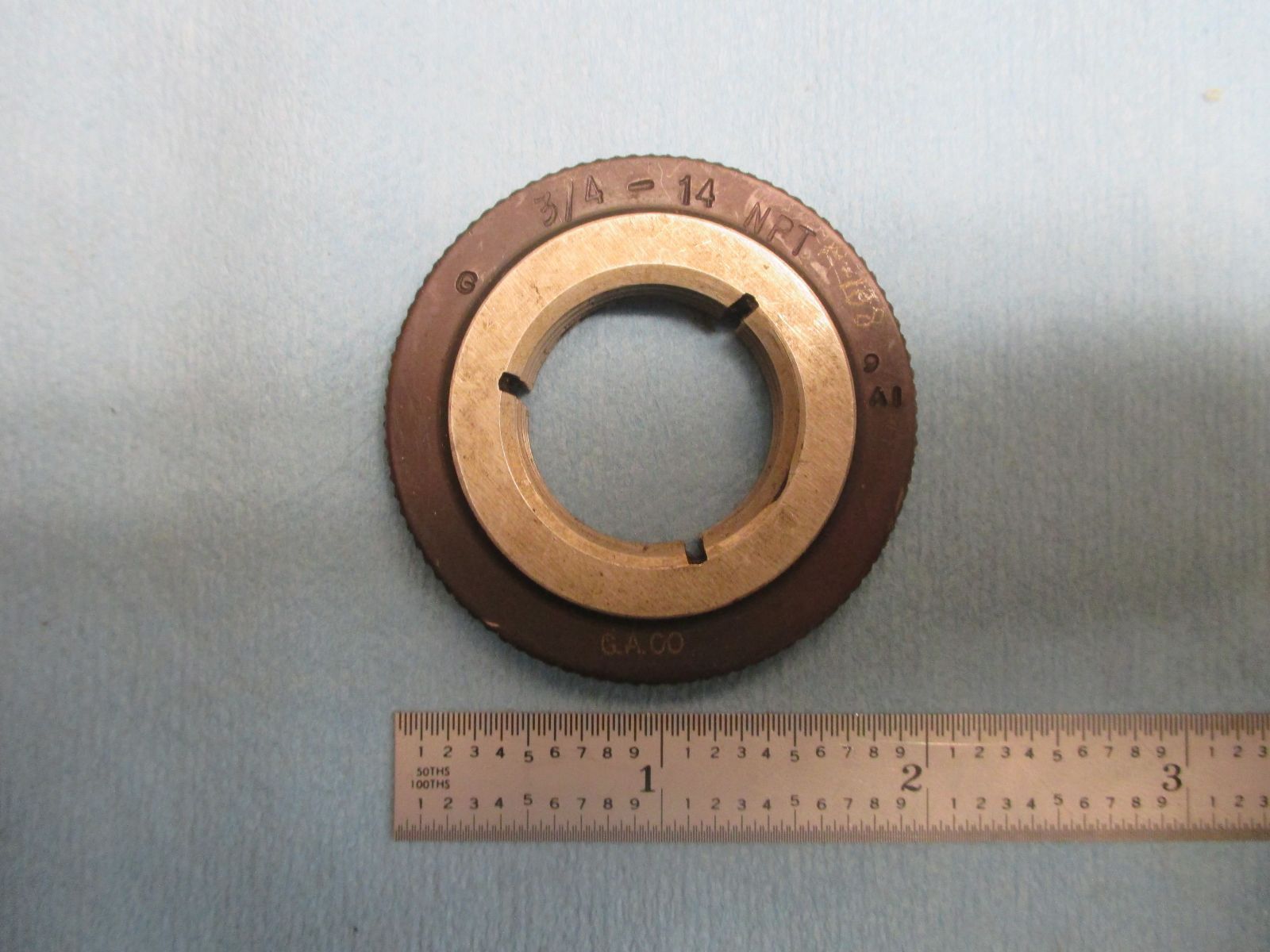 3/4 14 NPT L1 PIPE THREAD RING GAGE .75 L1 N.P.T. INSPECTION TOOLING