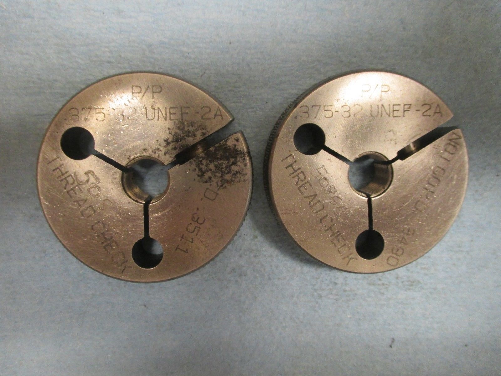 3/8 32 UNEF 2A PREPLATE BEFORE PLATING THREAD RING GAGE P.D.'S = .3511