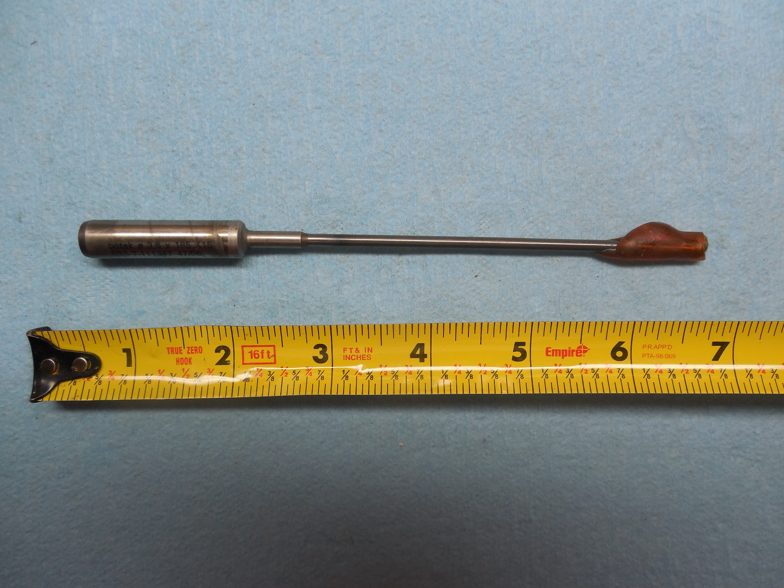 3.6 mm DIA 165 mm LONG CARBIDE TIPPED GUN DRILL COOLANT THRU 10 mm