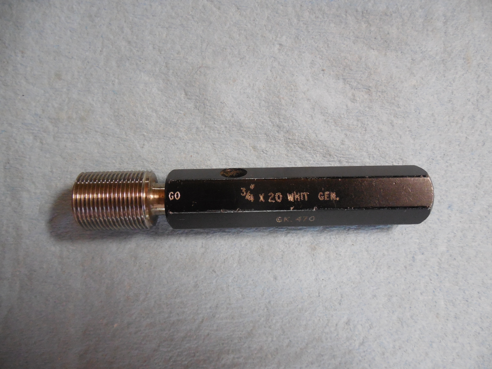 3/4 20 GO ONLY WHITWORTH THREAD PLUG GAGE MACHINE SHOP TOOL MACHINIST