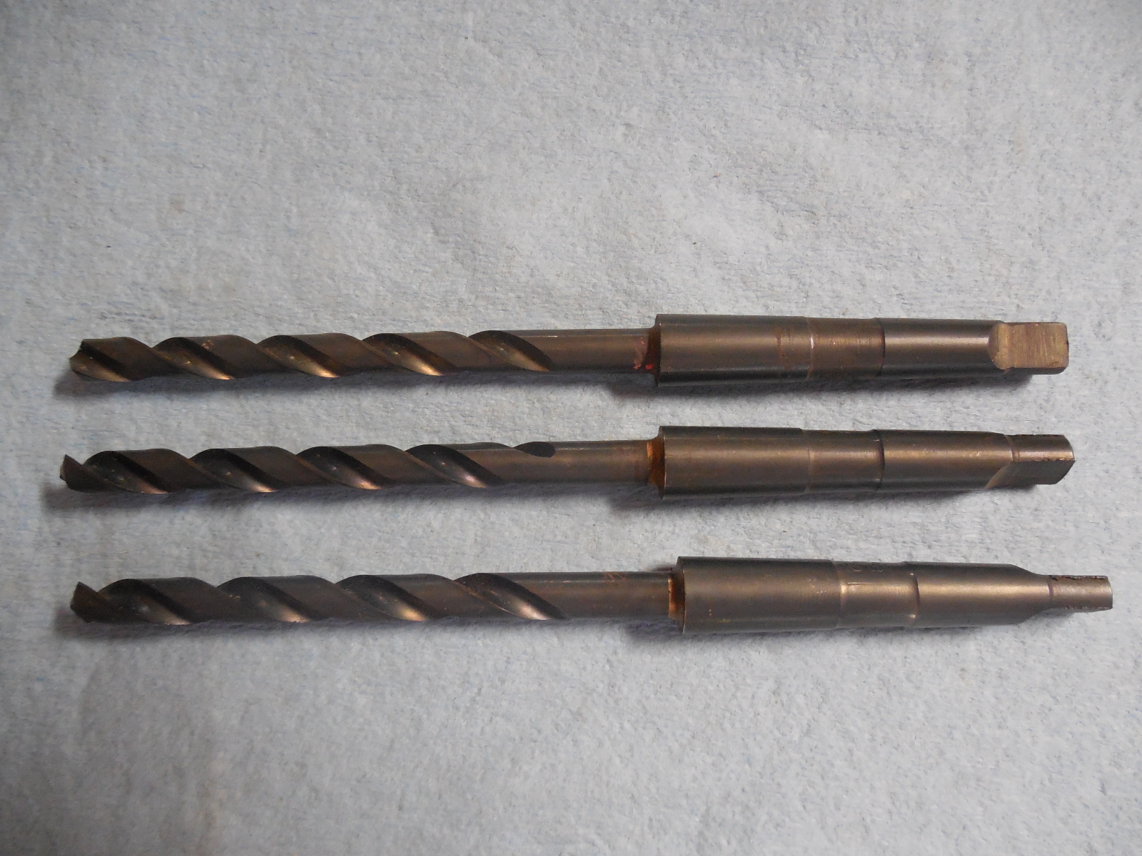 3PCS USED ? 19/64 DIA MORSE TAPER 1 HSS DRILL BIT USA MADE MACHINE
