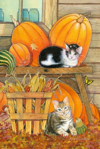 Toland Home Garden Pumpkin Patch Kittens 12 5x18 Fall Kitty