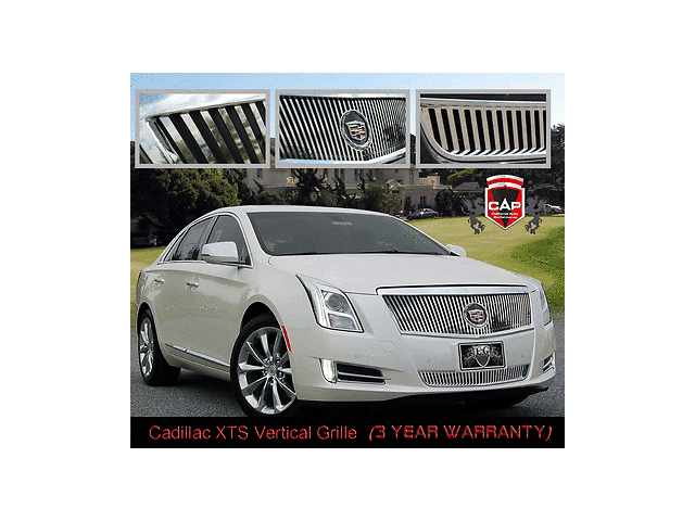 2013-2014 Cadillac XTS STAINLESS CHROME VERTICAL 2-PC E&G GRILLE 1001-0101-13