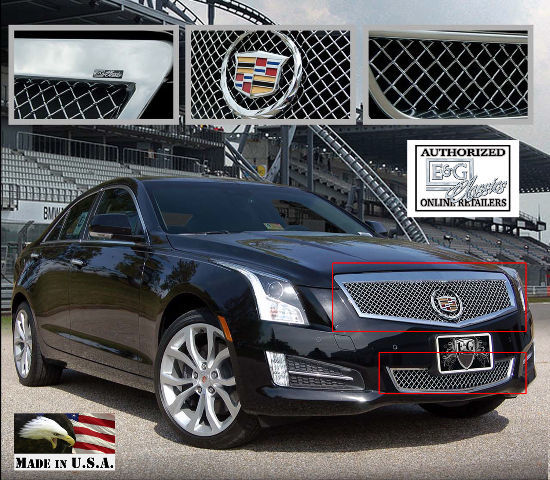 13 2014 Cadillac ATS Stainless Steel 2P Heavy Mesh Style E&G Grille 1008-0104-13