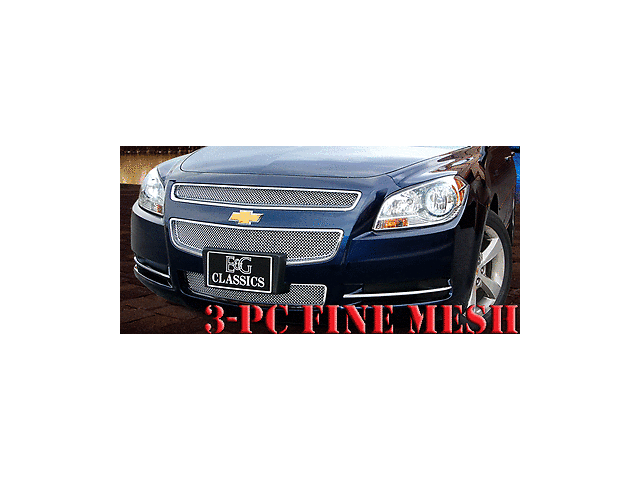 2008-2012 CHEVY MALIBU 3PC CHROME FINE MESH E&G GRILLE SET 1064-0102-08