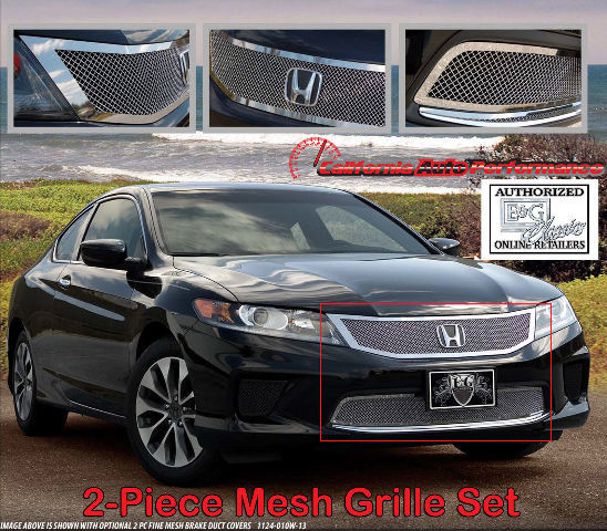 2013-2014 Accord Coupe Stainless Steel 2PC Fine Mesh E&G Grille Set 1124-0102-13
