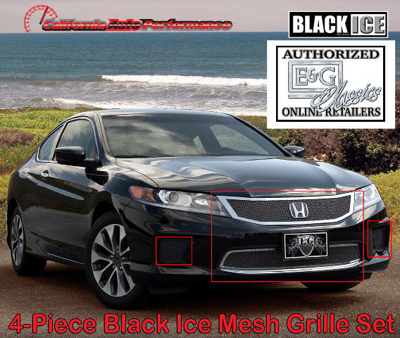2013-14 Accord Coupe 4PC Black Mesh E&G Grille Set 1124-0102-13 and 1124-010W-13