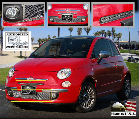 12-13 Fiat 500 Pop & Lounge Stainless Steel 2P Fine Mesh E&G Grille 1178-0102-12