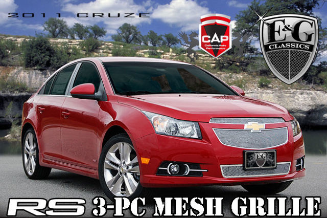 11-14 CHEVY CRUZE RS 3P CHROME SUPER FINE MESH E&G GRILLE SET 1235-0108-11RS