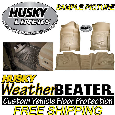 08-10 F250 F350 Super Duty Crew Cab Husky Liner WeatherBeater Floor Mats Tan