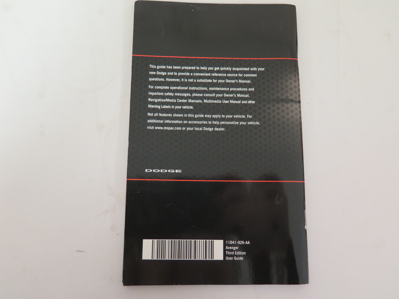 2011 Dodge Avenger Owners Manual book 2011 Dodge Avenger Owners Manual book