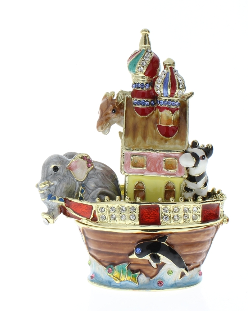 Jeweled Noah's Ark Ciel Collectible Hinged Trinket Box Dragonfly Whispers