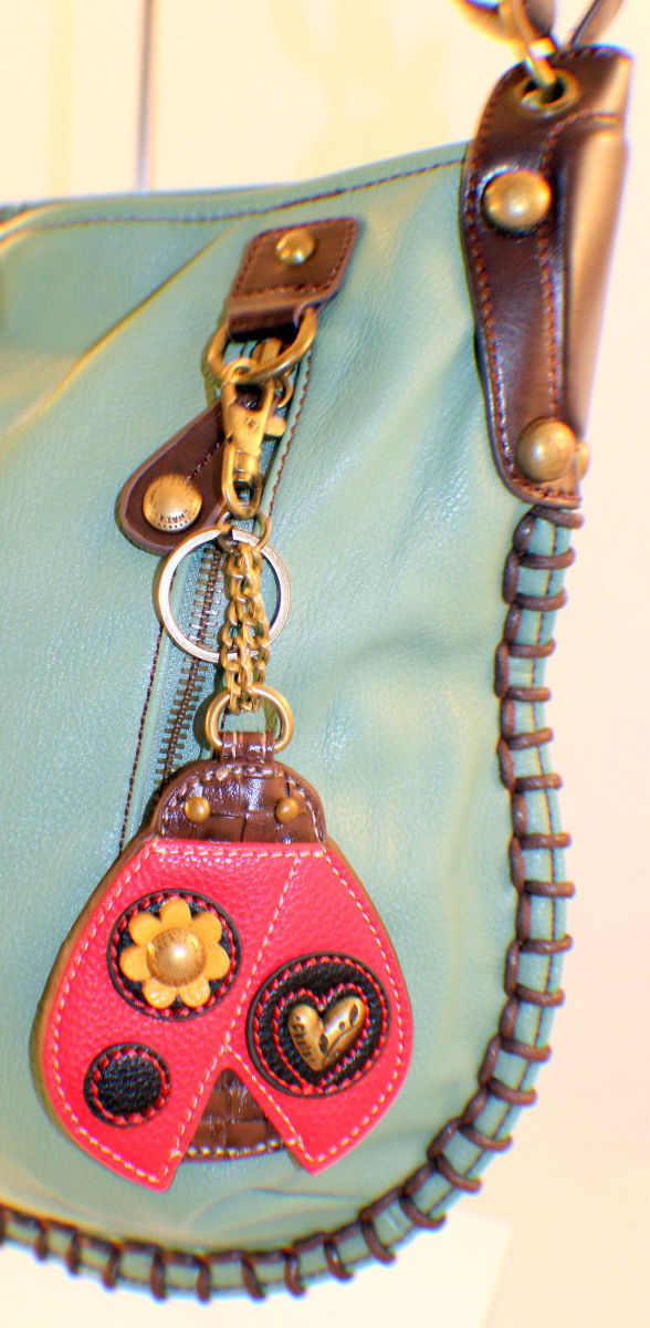 Chala Purse Handbag Leather Hobo Cross Body Convertible Lady Bug Teal