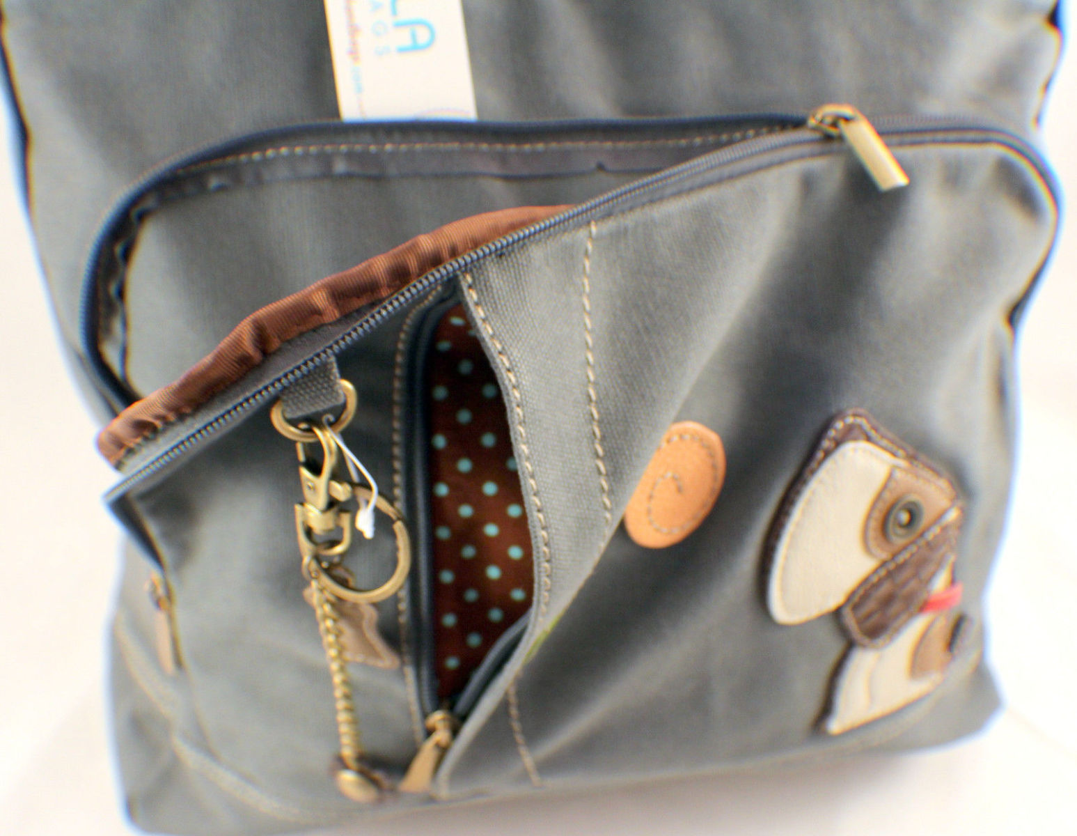 Chala Pocket Tote Puppy Dog Lovers Purse Handbag Canvas 824DG9