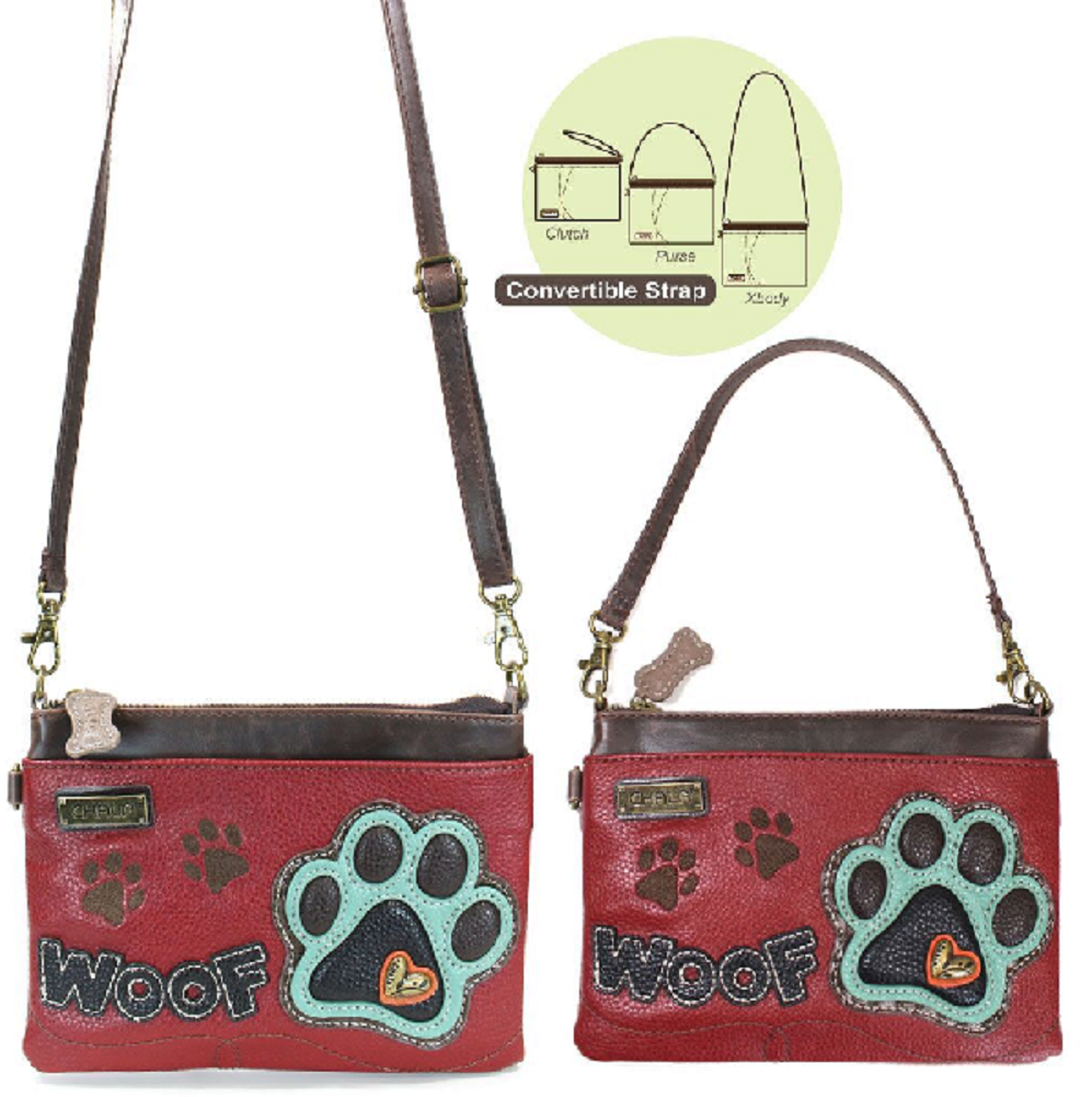 Charming Chala Puppy Dog Paw Print Woof Mini Crossbody Bag Handbag Purse Dragonfly Whispers