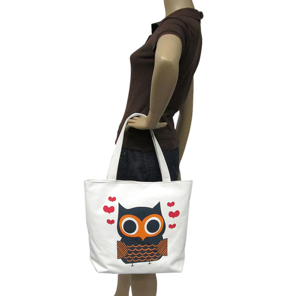 lovely owl screen print on canvas tote bag handbag purse lovely owl screen print on canvas tote bag handbag purse