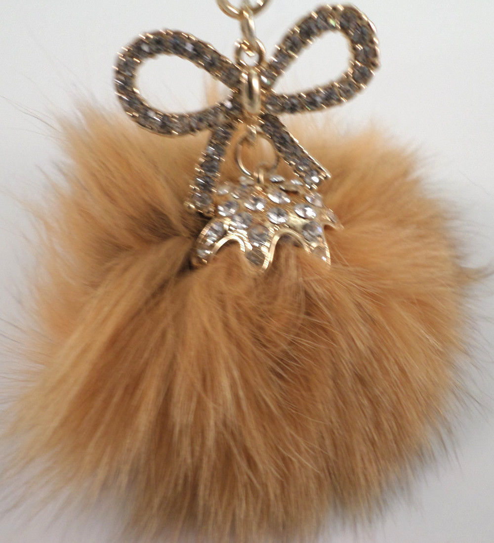 Fur Puff Key Chain Fob Phone Purse Charm