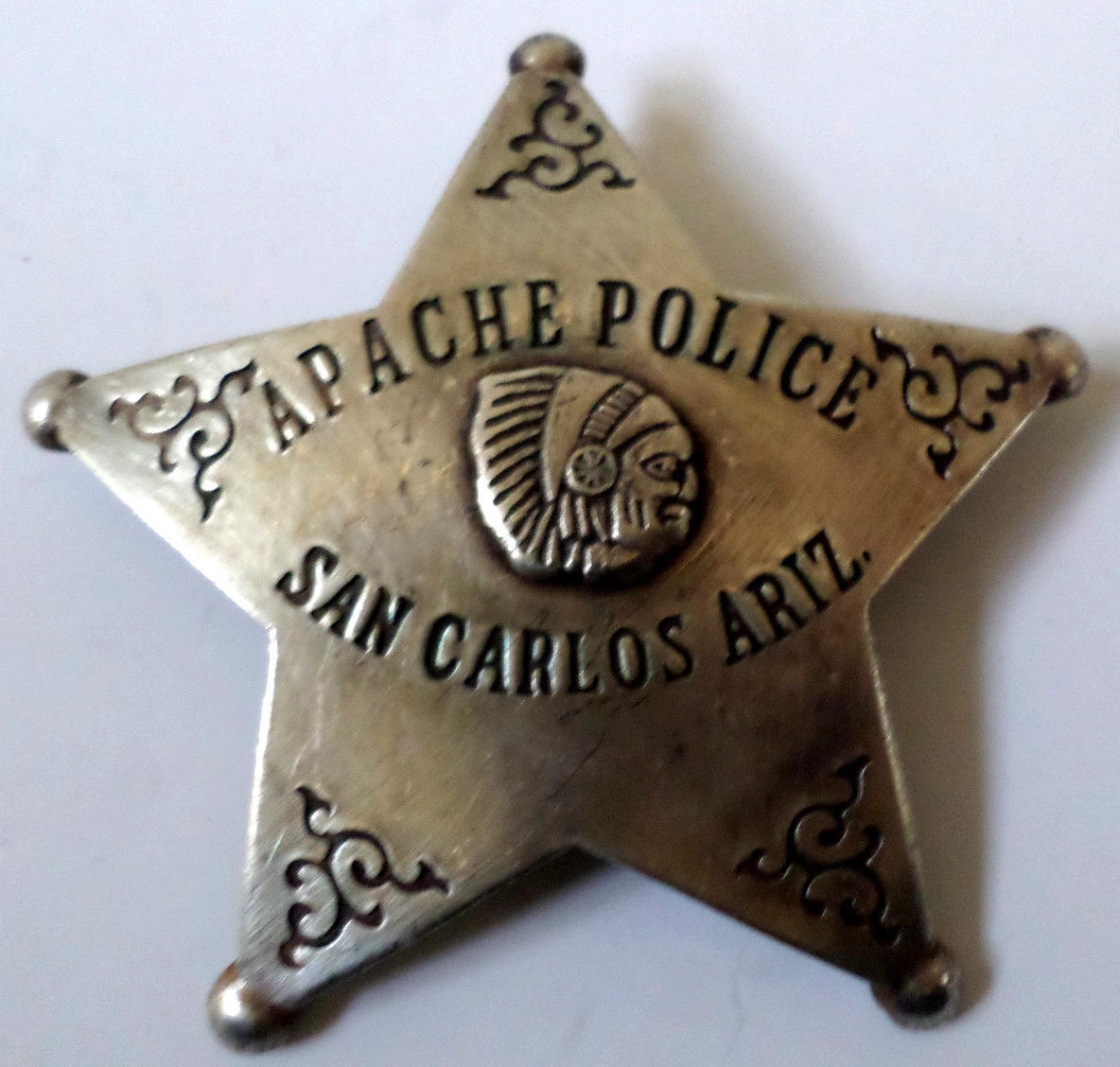 Apache Police San Carlos Ariz Western Badge Of The Old West Pin Bw39