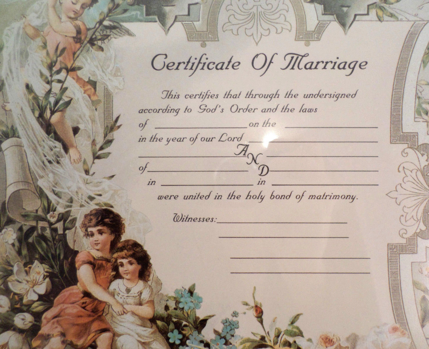 Turn Of The Century Wedding Certificate Marriage Old Print Factory 