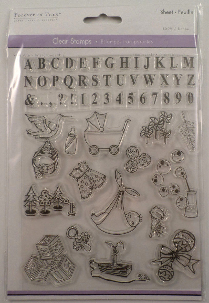 Forever in Time Clear Cling Rubber Stamp Baby Names Infant Shower Set
