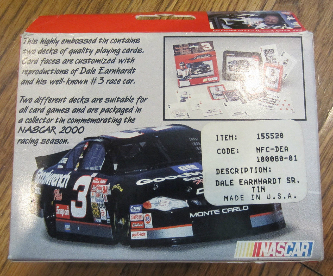 Dale Earnhardt 3 Monte Carlo Playing Cards In Tin 2 Decks Mib EBay